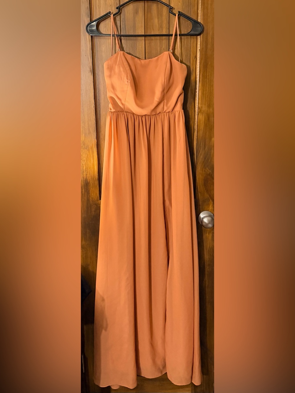 Spaghetti Strap Maxi Dress in Rust Orange
